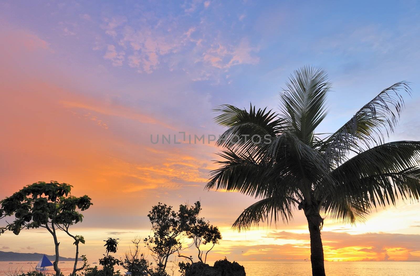 Beautiful sunset at Boracay, Philippines