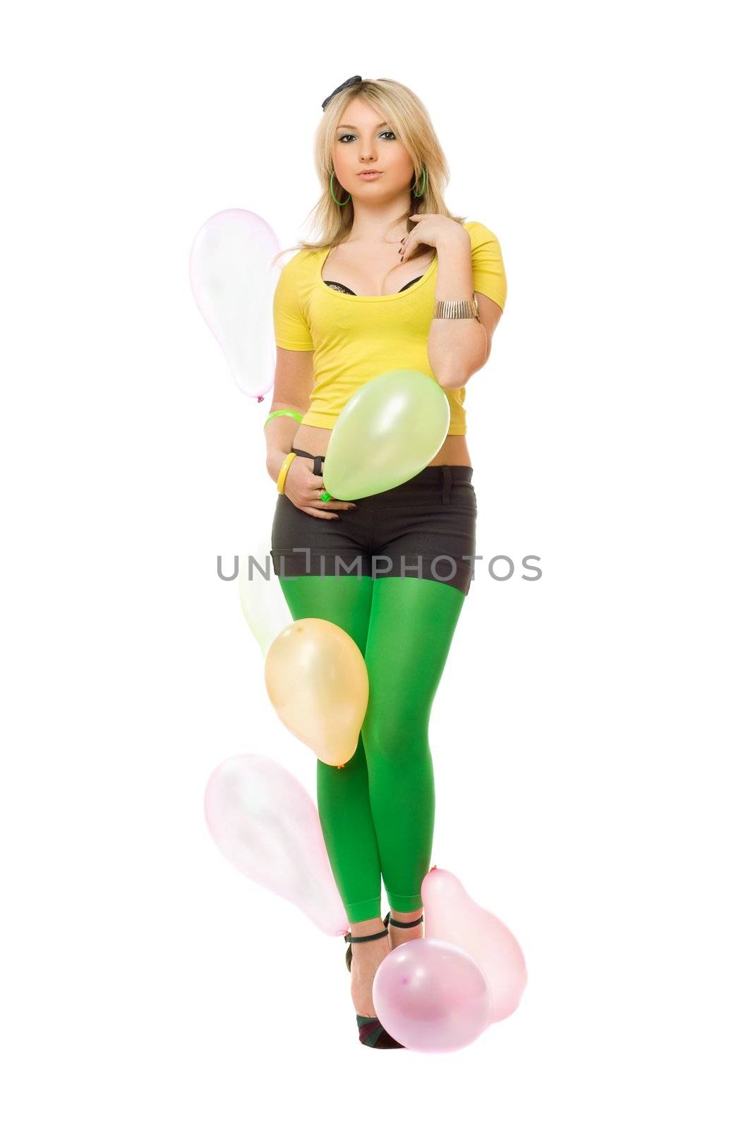 Beautiful sexy blond lady with balloons by acidgrey