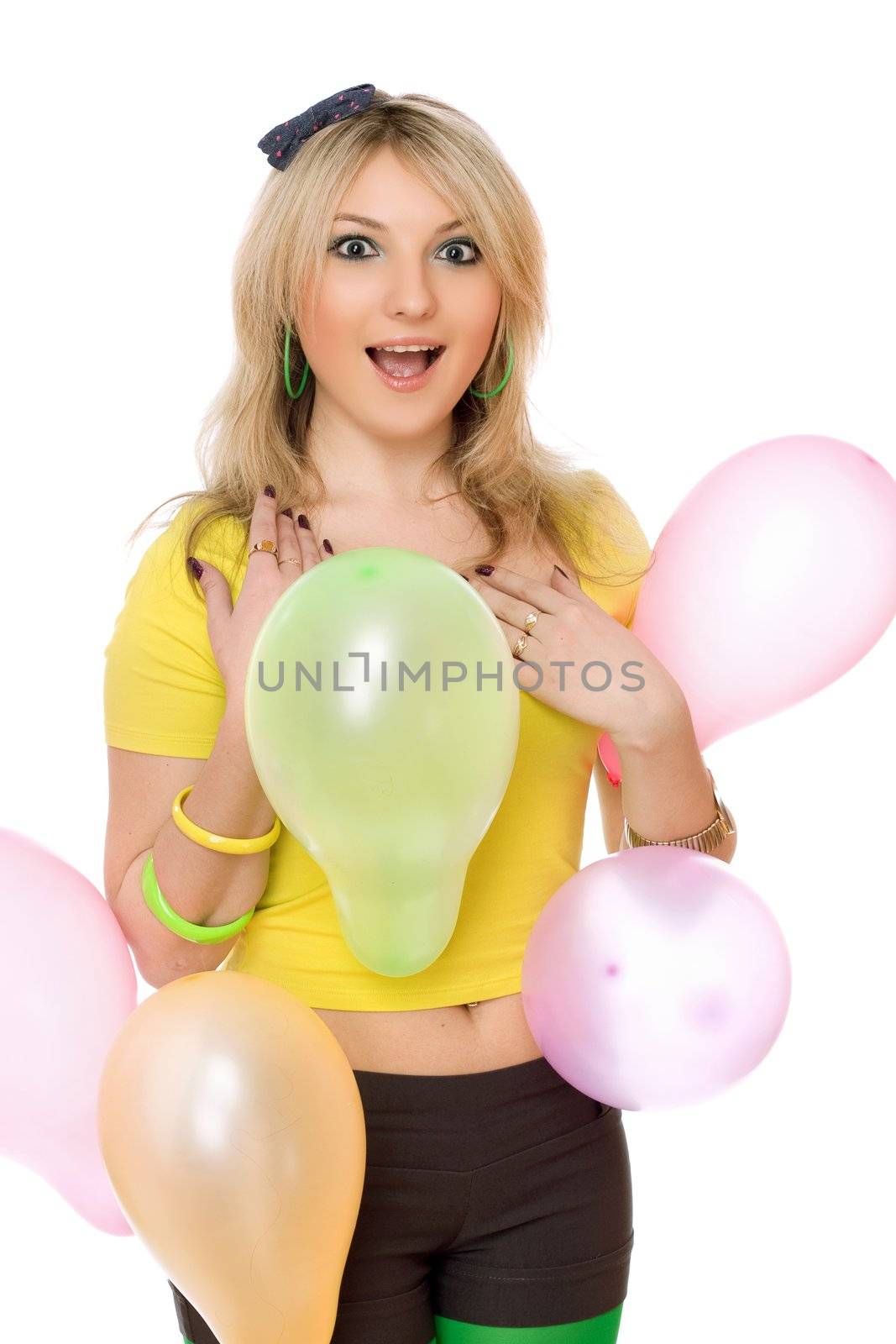 Pretty sexy blond girl with balloons by acidgrey