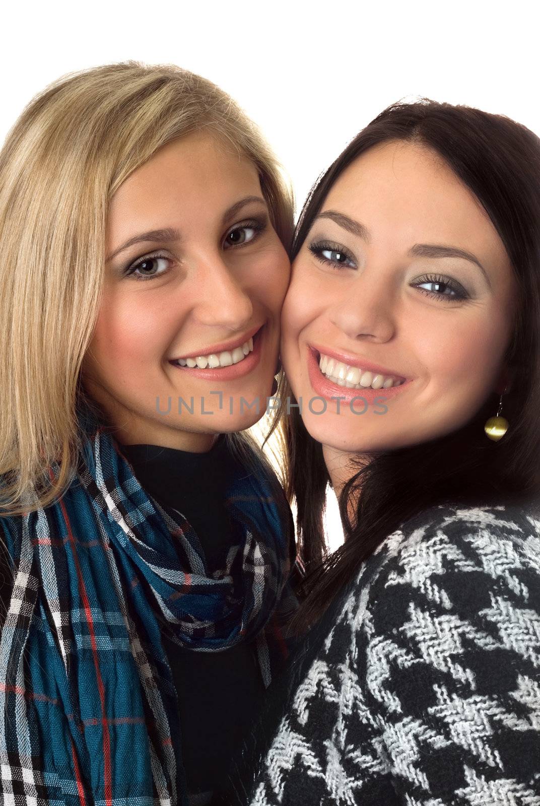 Closeup portrait of beautiful smiling young women