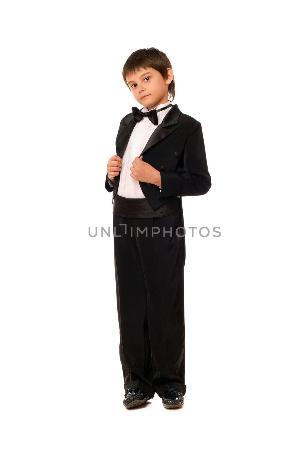 Little boy in a tuxedo. Isolated