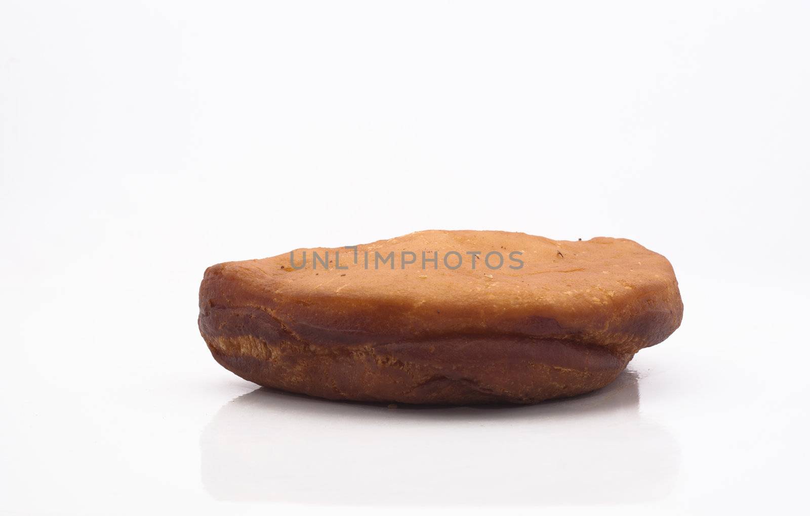 Sicilian rotisserie. Fried calzone with mozzarella and ham isolated on white.