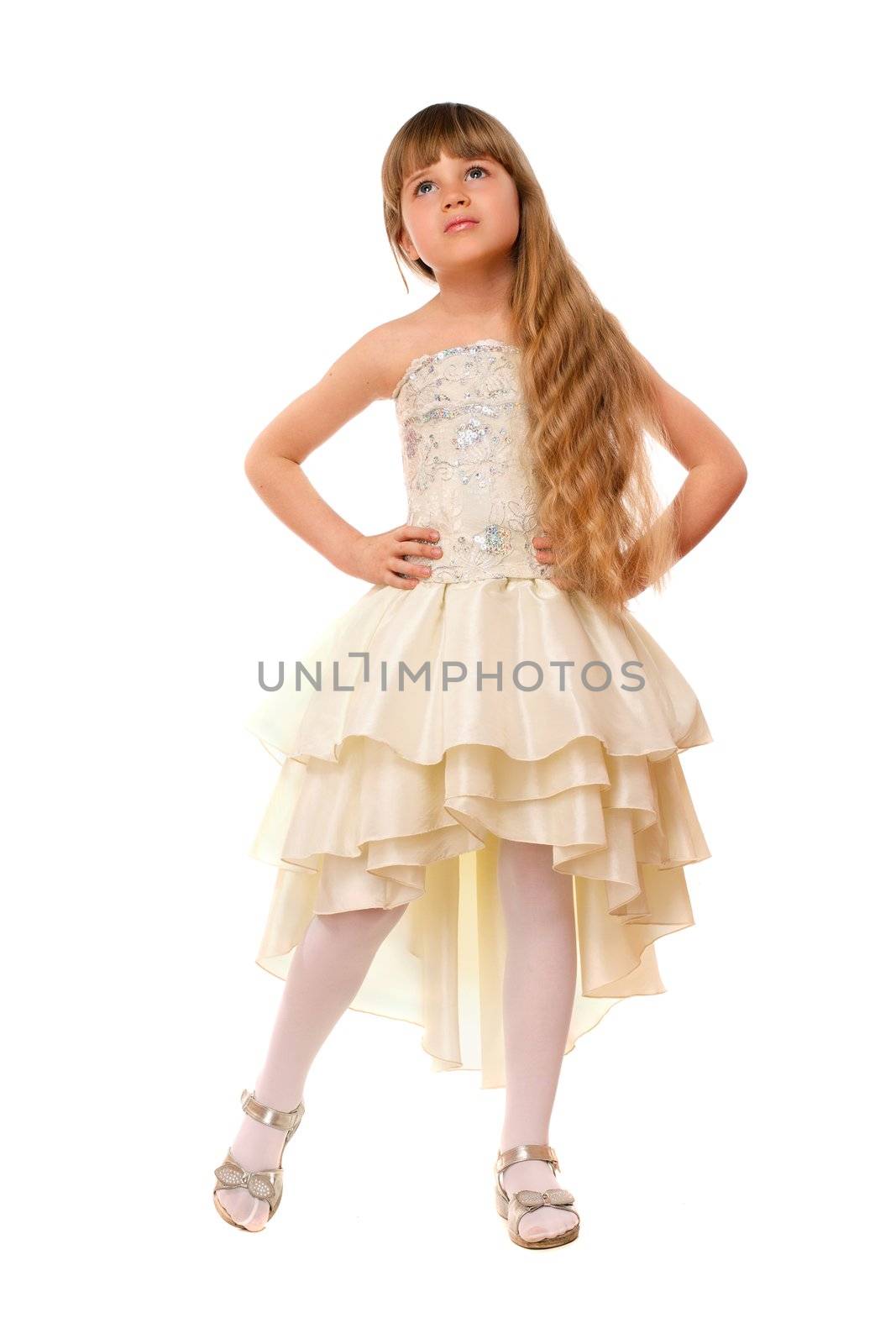 Lovely little girl in a beige dress by acidgrey
