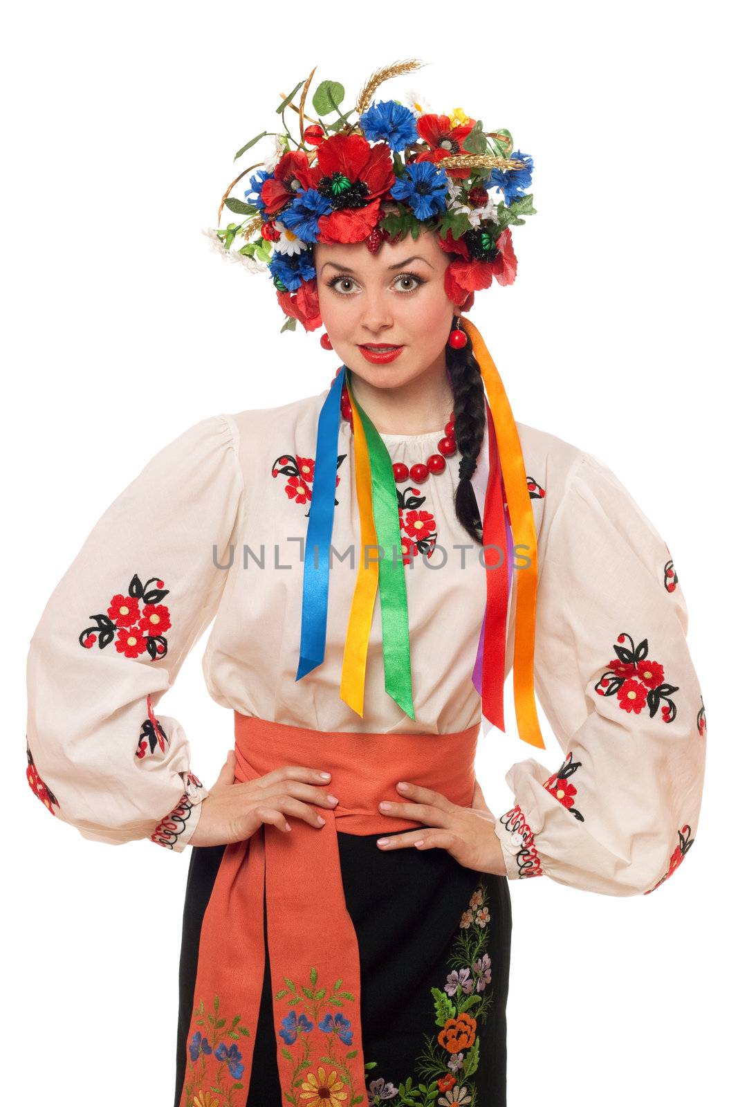 Young woman in the Ukrainian national clothes by acidgrey