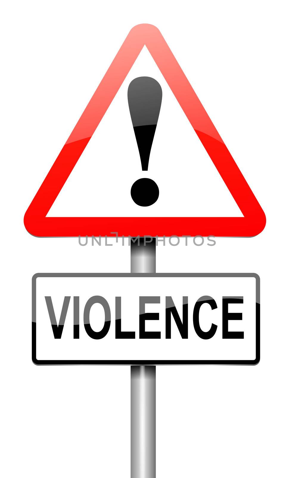 Illustration depicting a roadsign with a violence concept. White background.