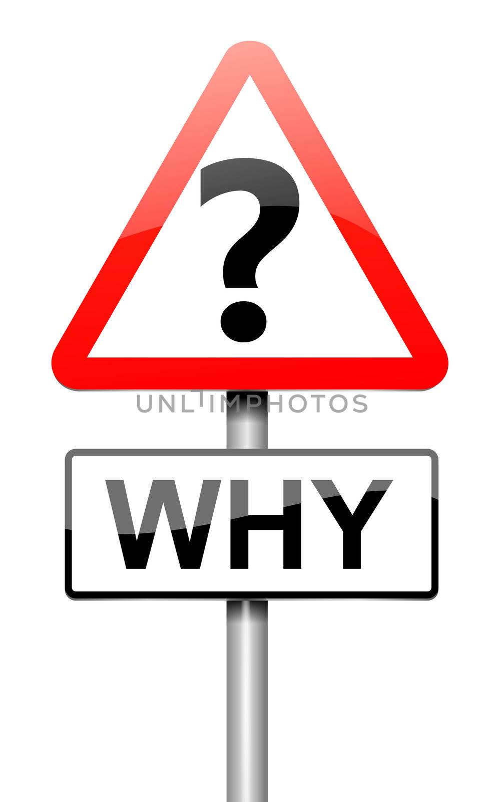 Illustration depicting a roadsign with a why concept. White background.