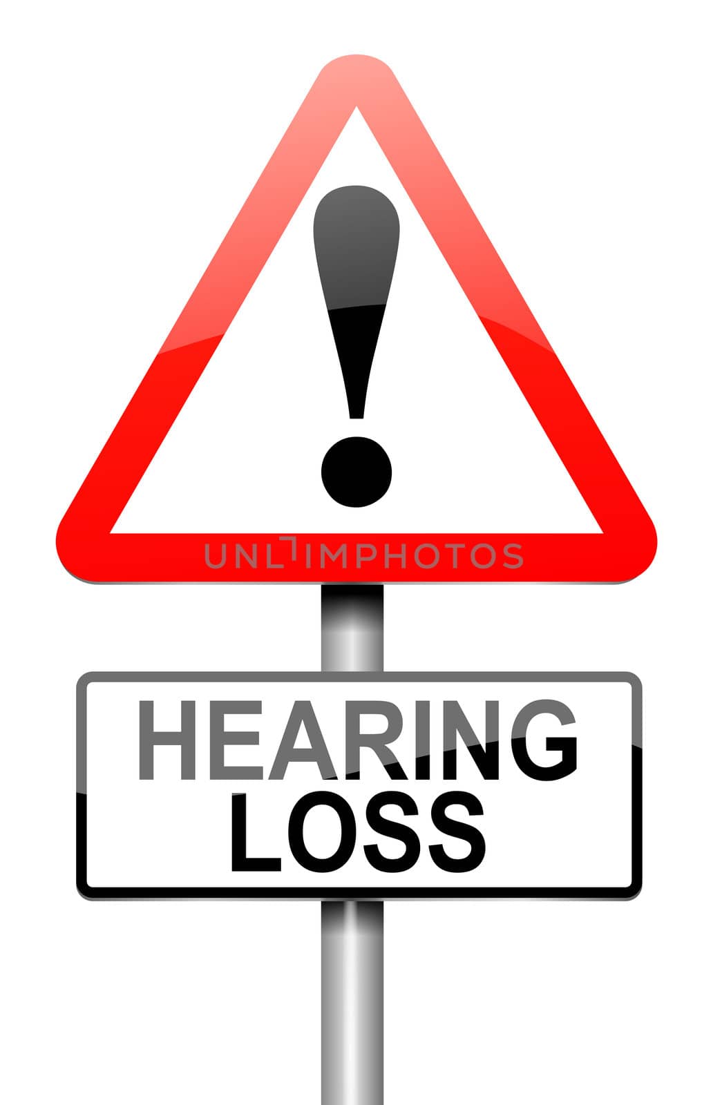 Illustration depicting a roadsign with a hearing loss concept. White background.
