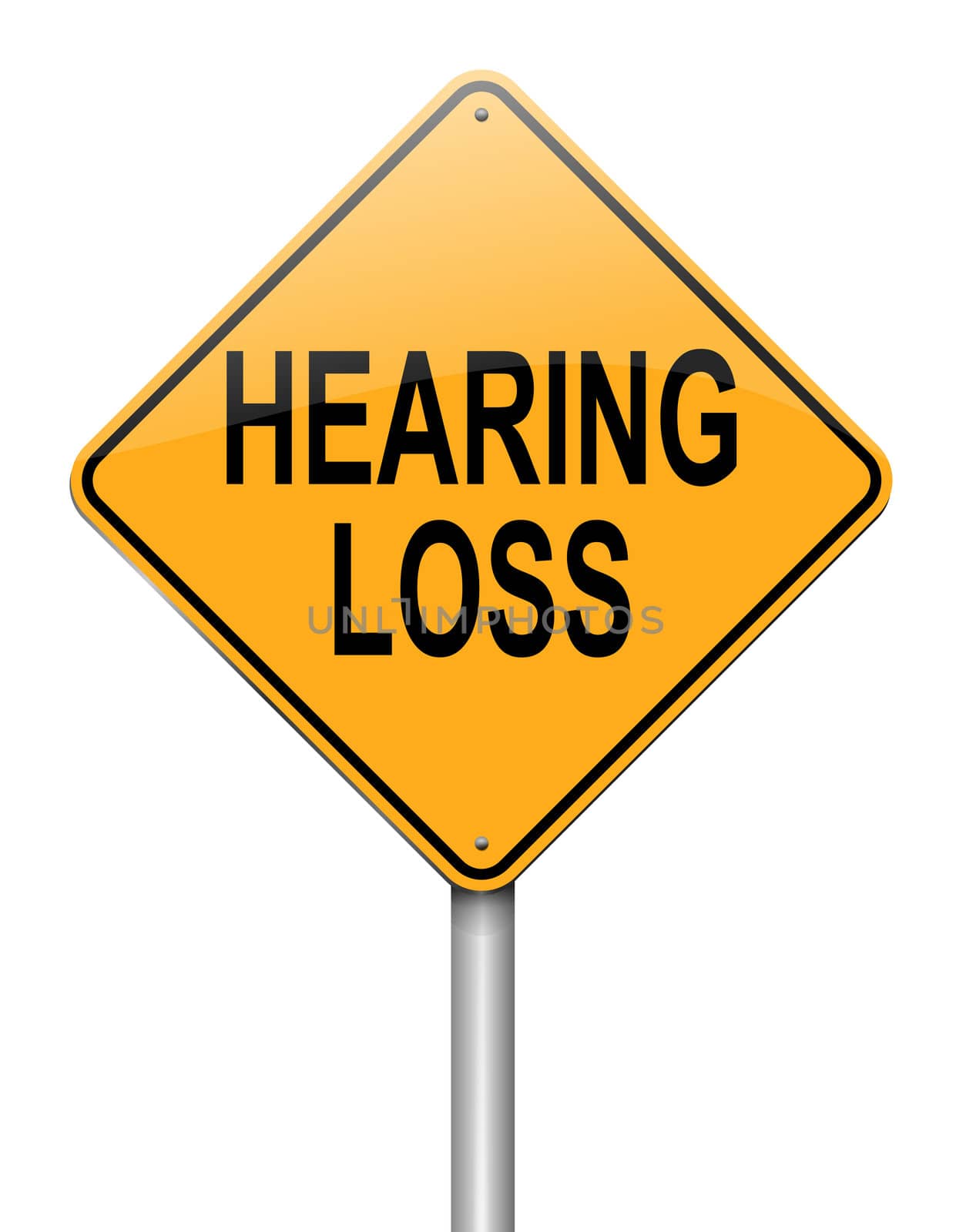 Illustration depicting a roadsign with a hearing loss concept. White background.