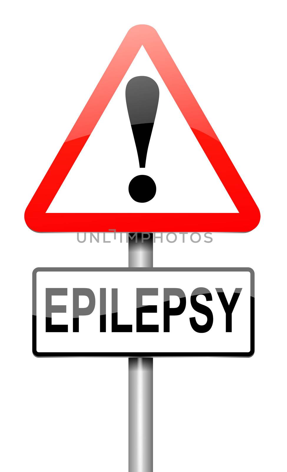 Illustration depicting a roadsign with an epilepsy concept. White background.