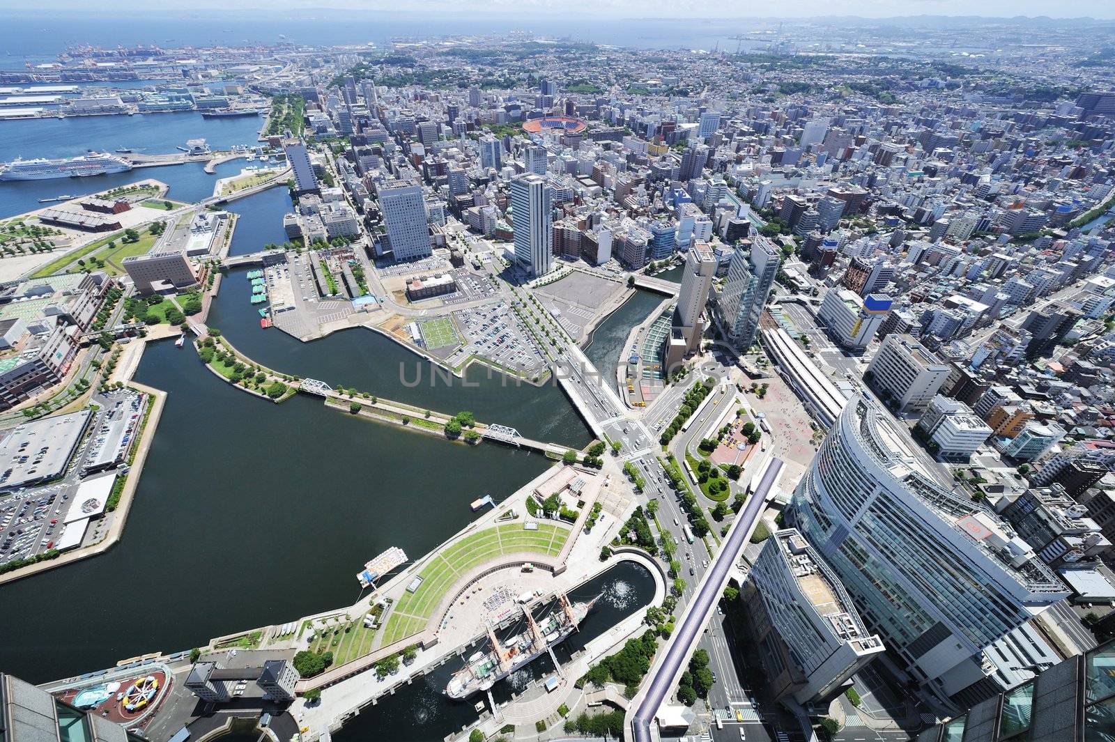 Yokohama Cityscape. No brand names or copyright objects.