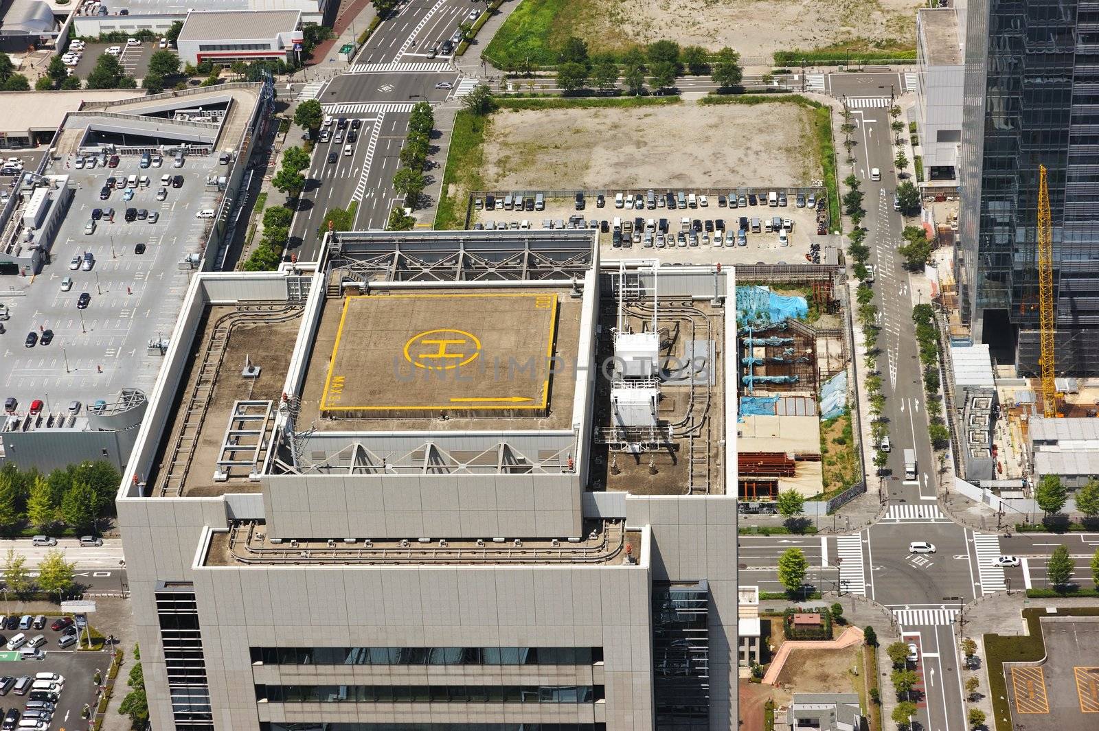 Helicopter landing pad. No brand names or copyright objects.