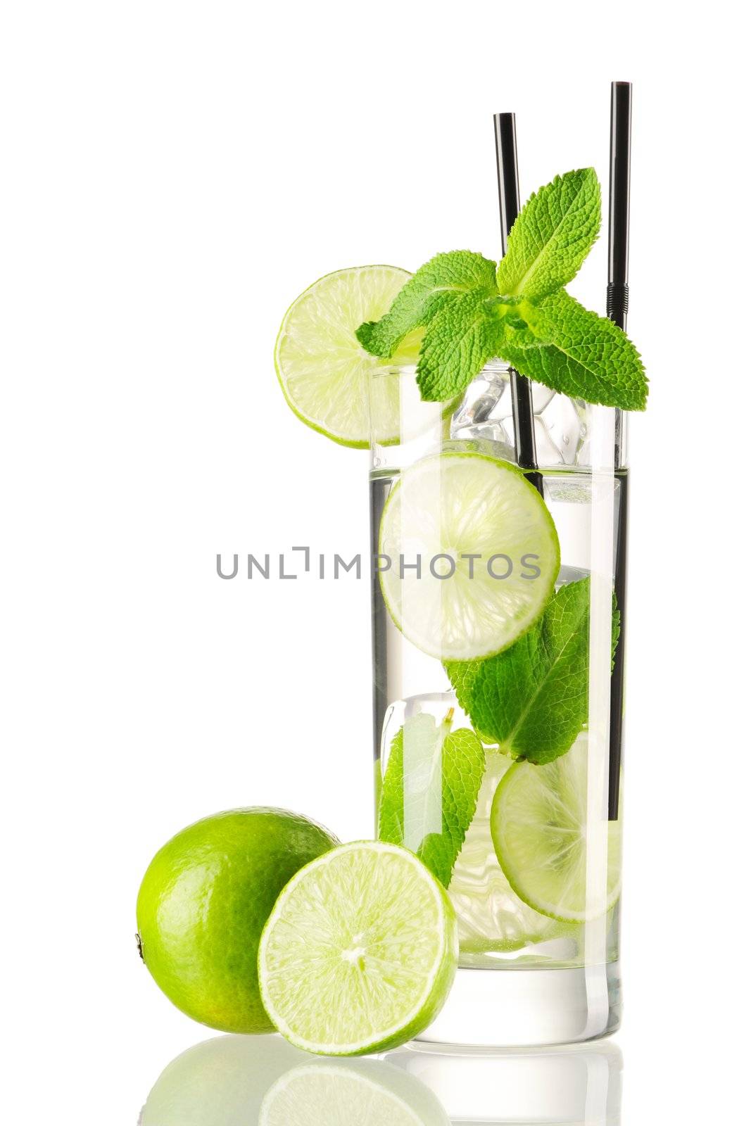 Mojito cocktail isolated on white