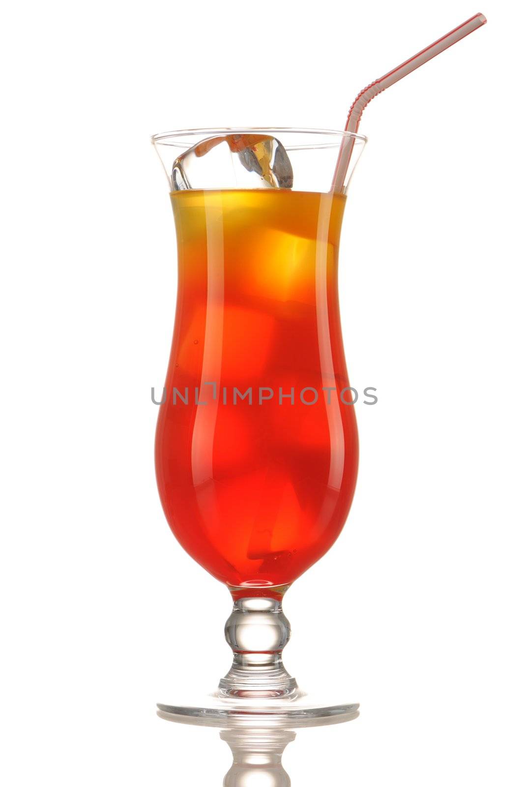 Tequila Sunrise cocktail isolated on white