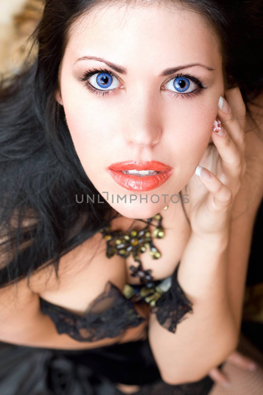 Close-up portrait of a beautiful young brunette