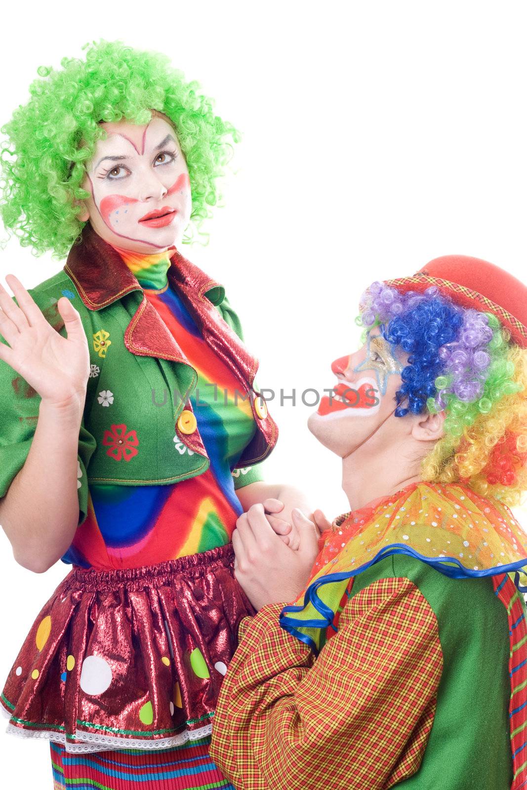Funny loving couple of clowns by acidgrey