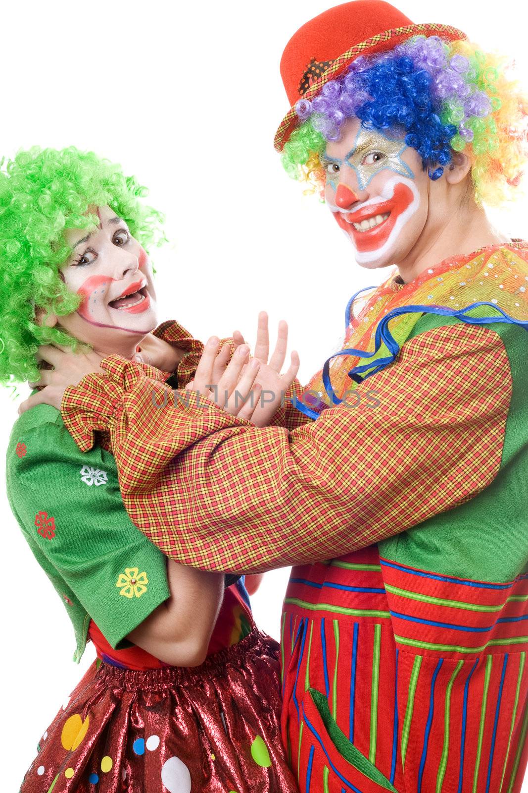 Clown tries to strangle a female clown by acidgrey