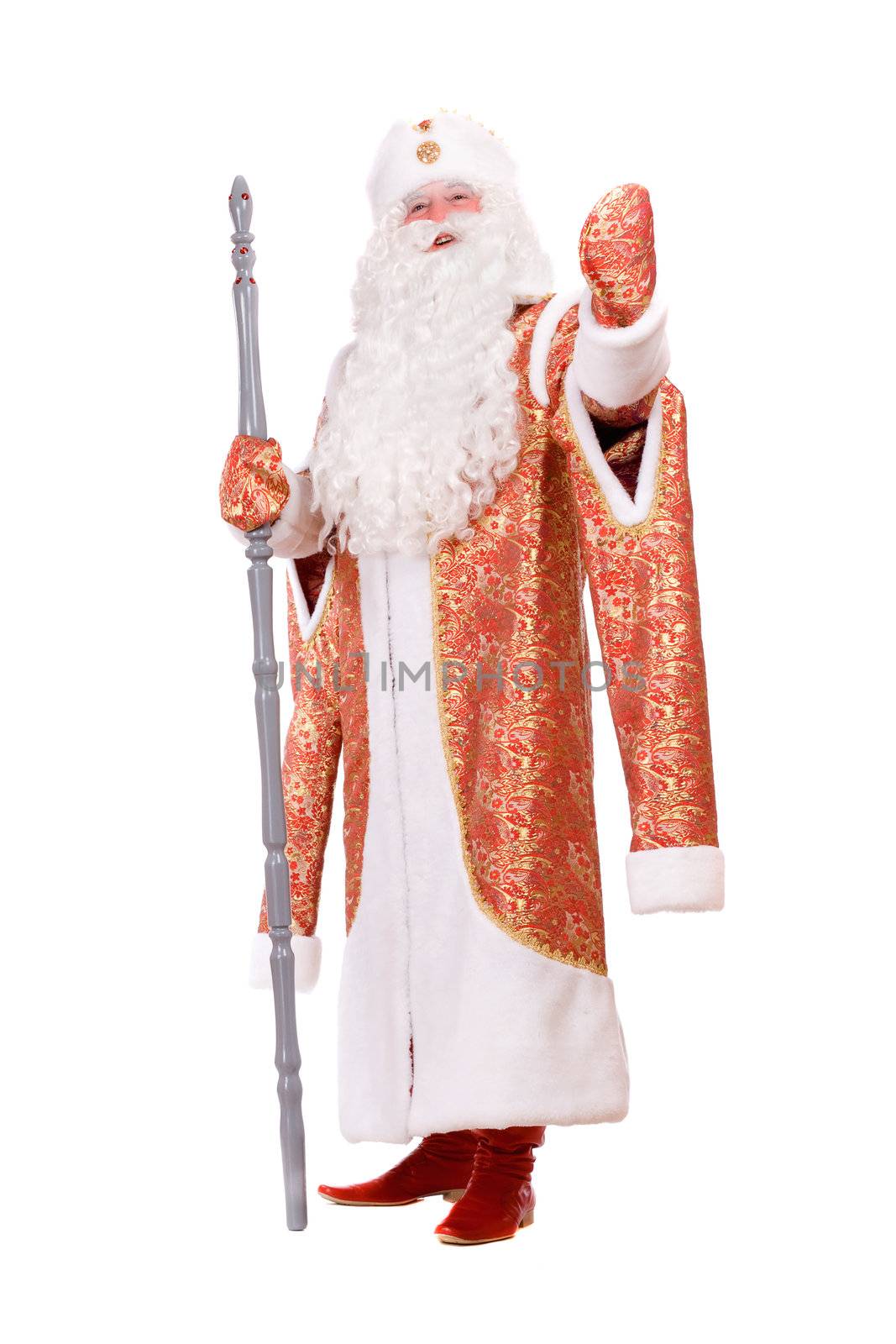 Russian Christmas character Ded Moroz (Father Frost) with the stick in his hands