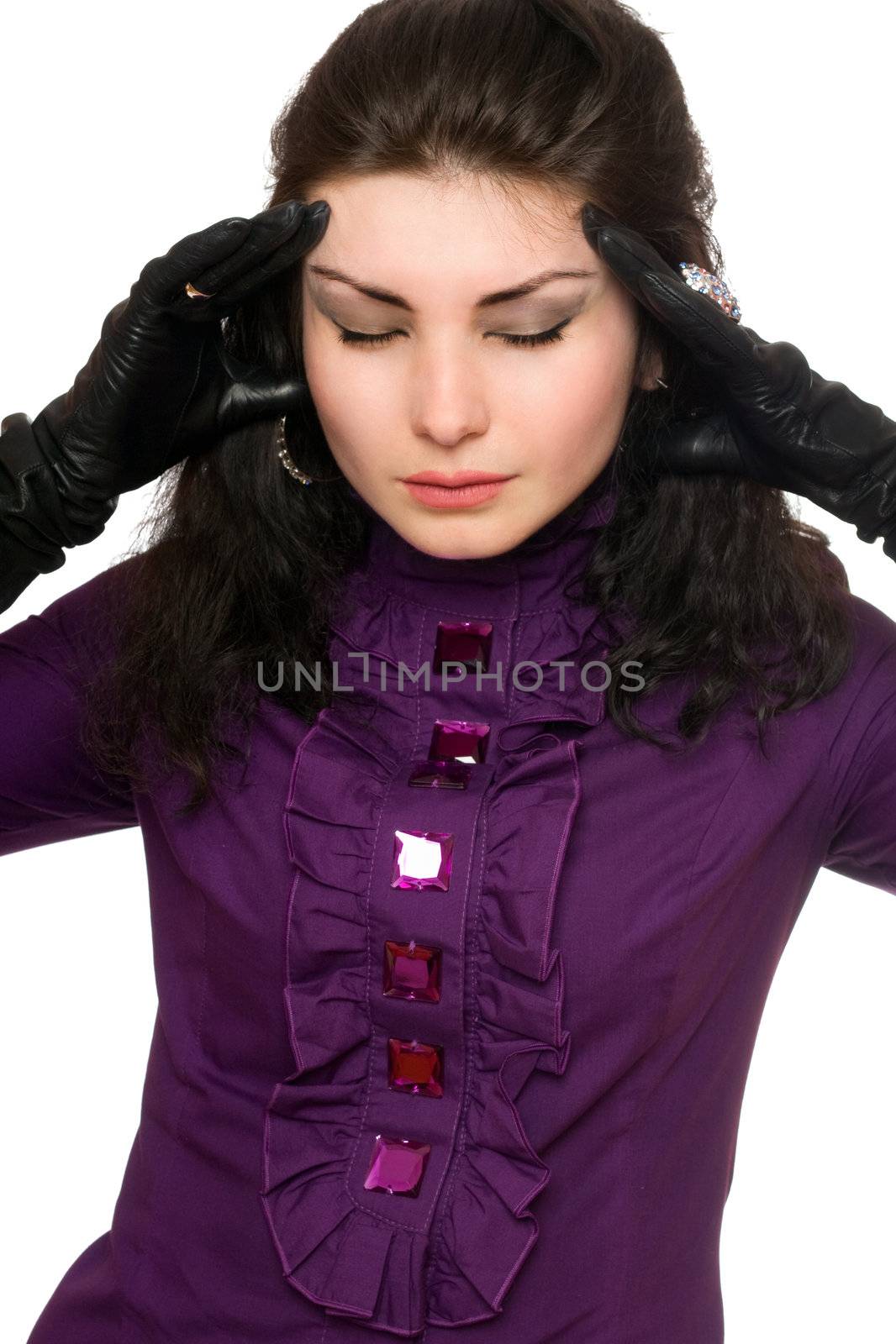 Portrait of tired young woman with eyes closed