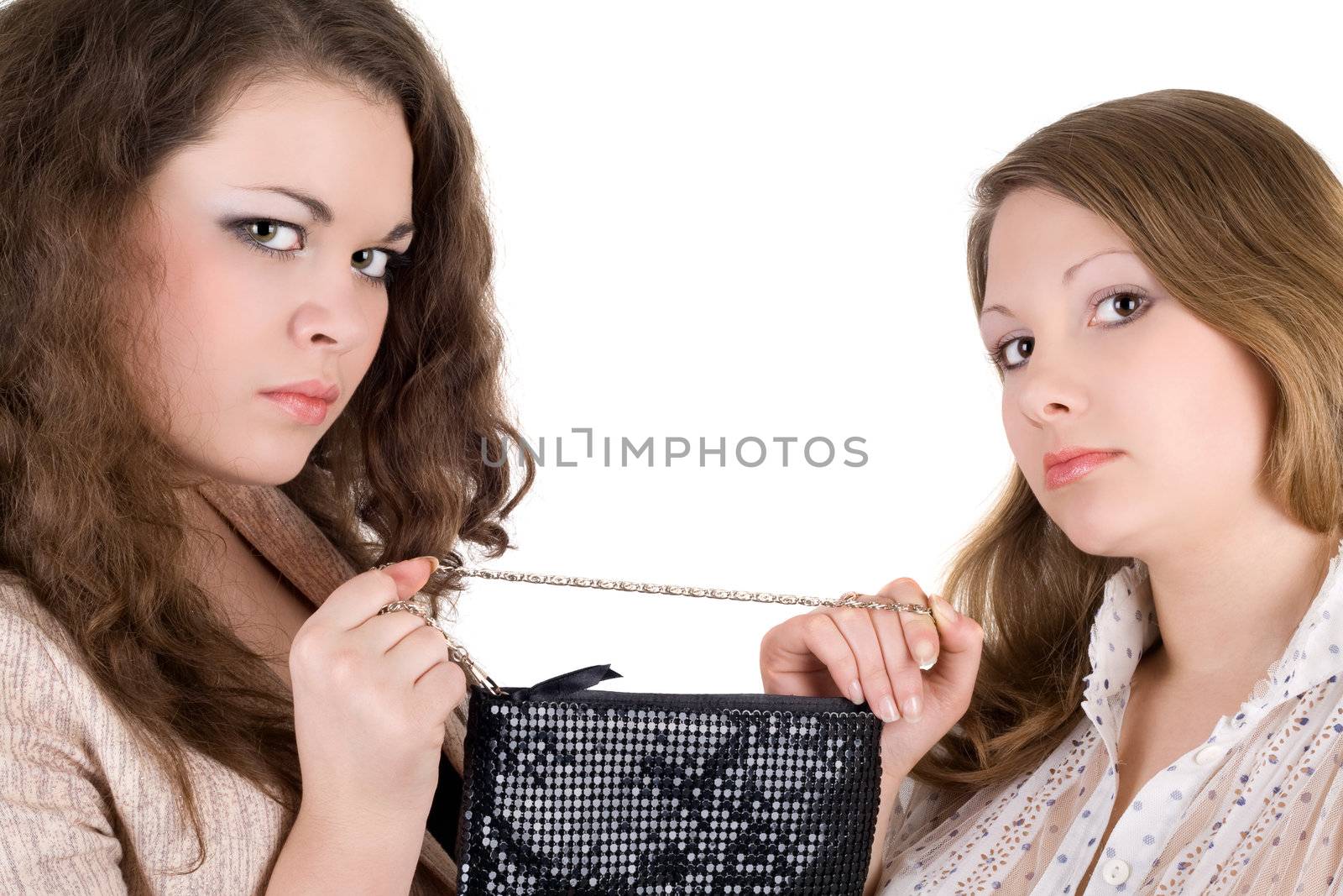 Quarrel of two beautiful girls because of a handbag by acidgrey