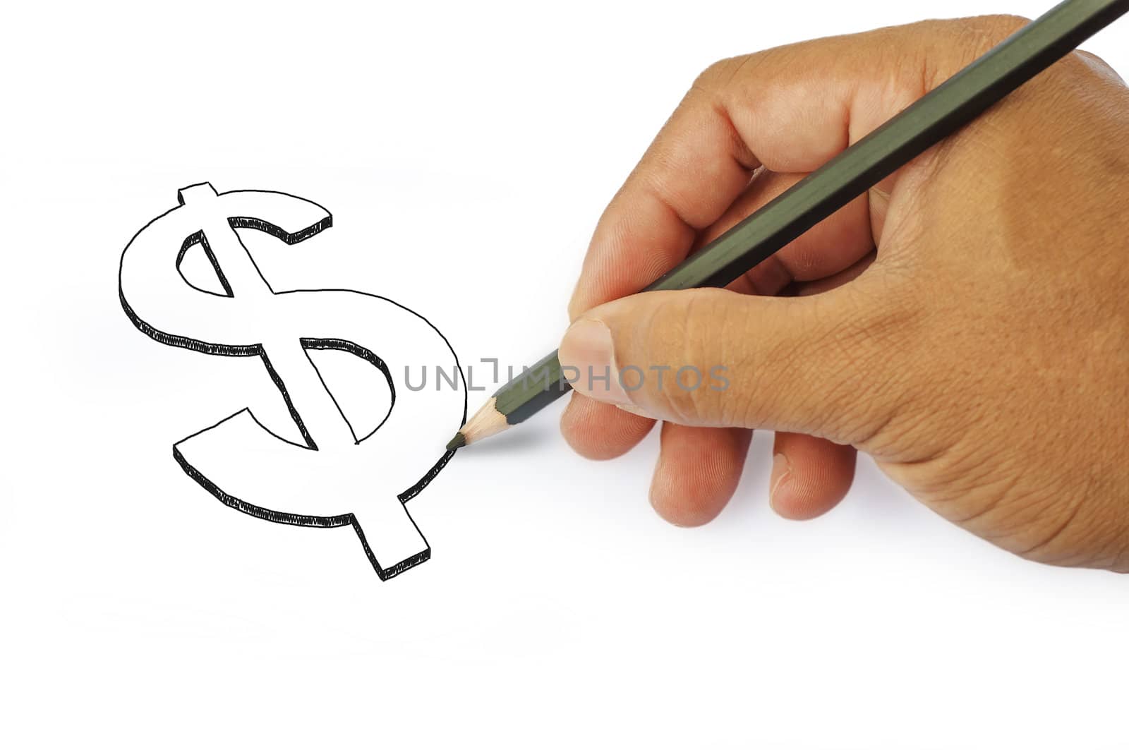 Dollar money icon by hand drawing