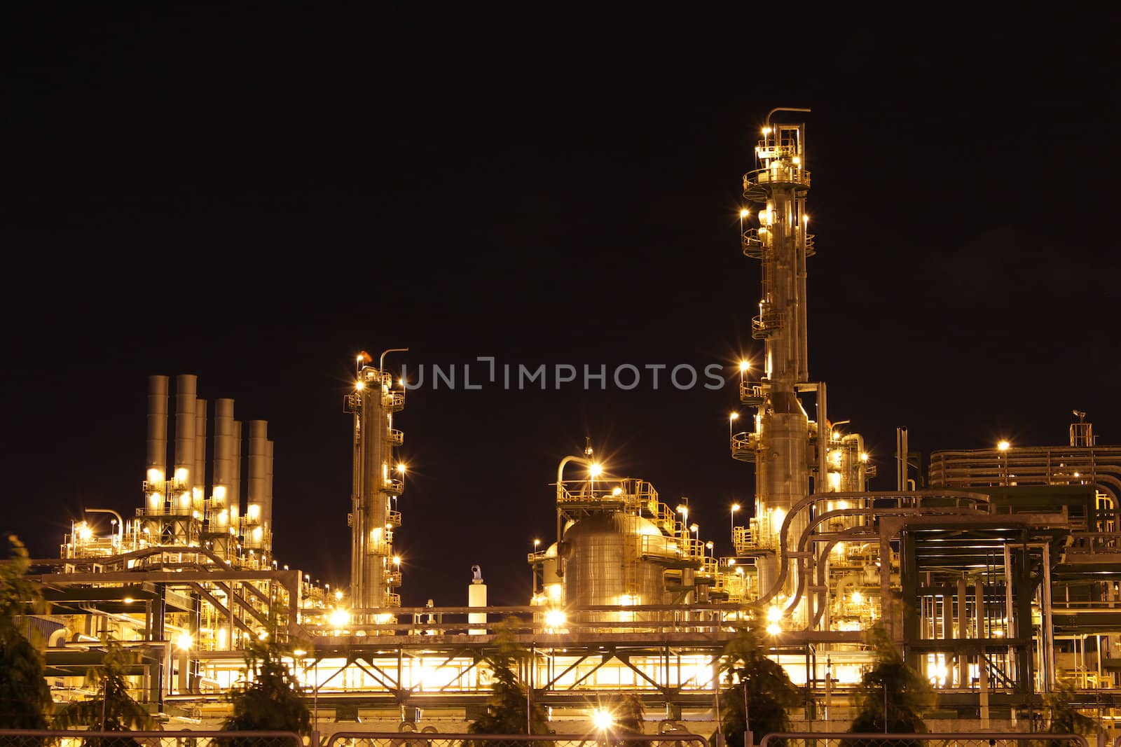 Chemical industrial in the night with beautiful lighting, Maptaphut industrial , Thailand