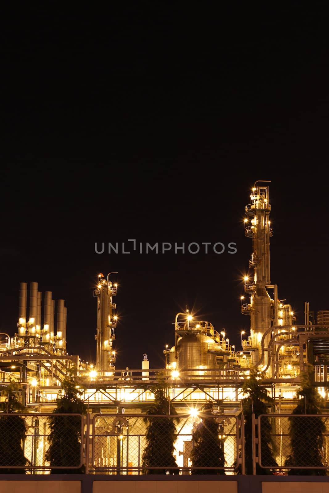 Chemical industrial in the night with beautiful lighting, Maptaphut industrial , Thailand