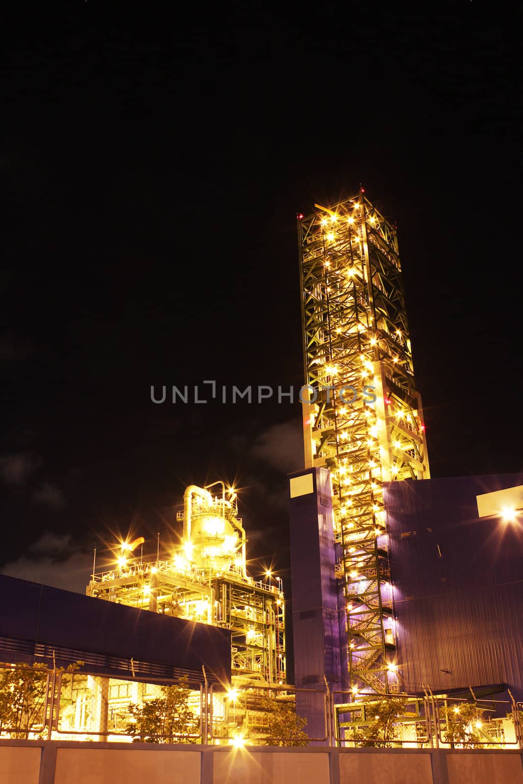 Chemical industrial in the night with beautiful lighting, Maptaphut industrial , Thailand