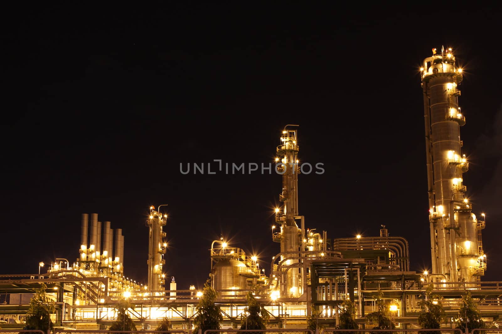 Chemical industrial in the night with beautiful lighting, Maptaphut industrial , Thailand