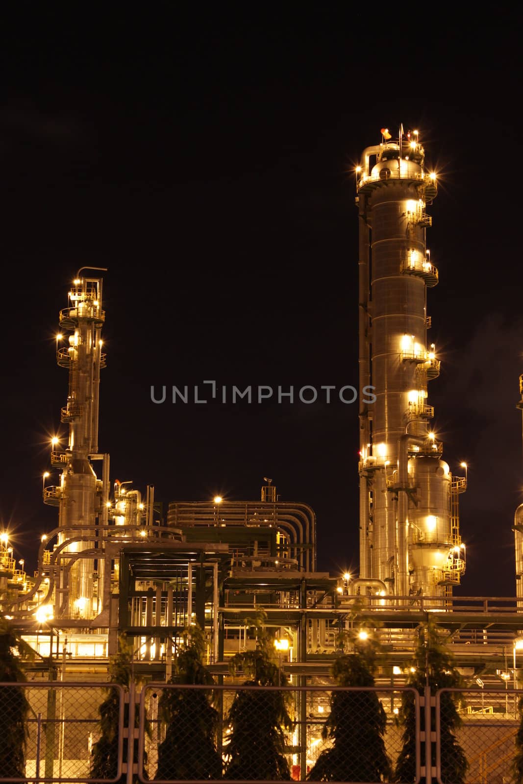 Chemical industrial in the night with beautiful lighting, Maptaphut industrial , Thailand