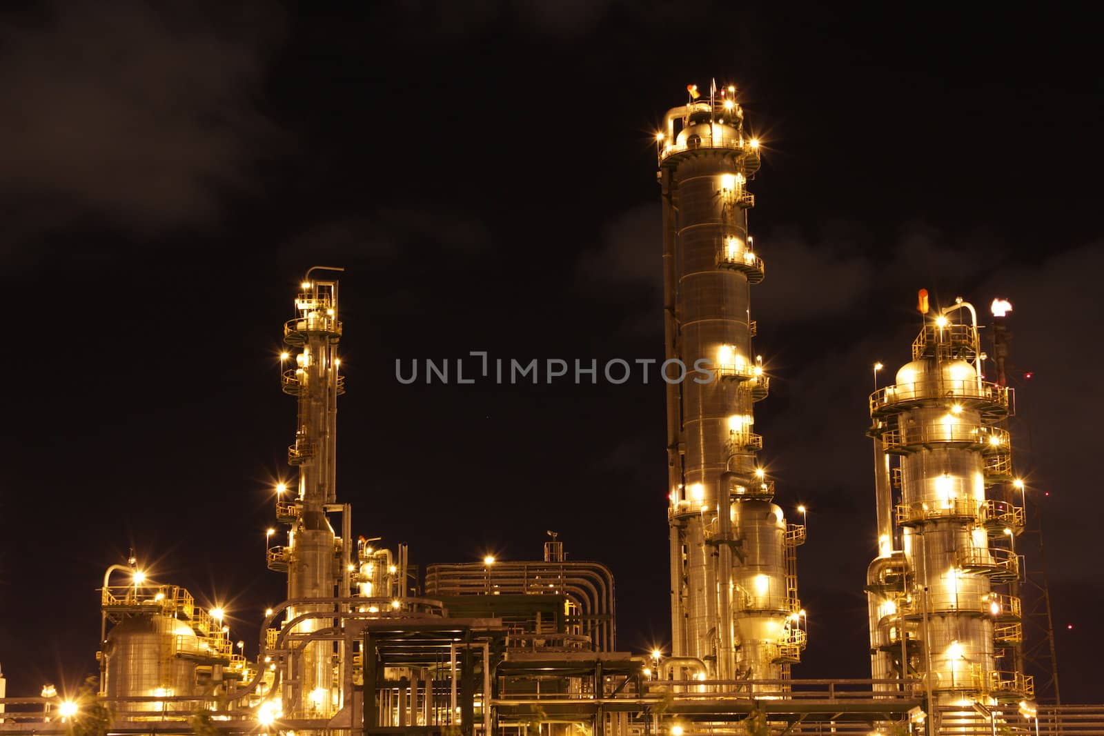 Chemical industrial in the night with beautiful lighting, Maptaphut industrial , Thailand