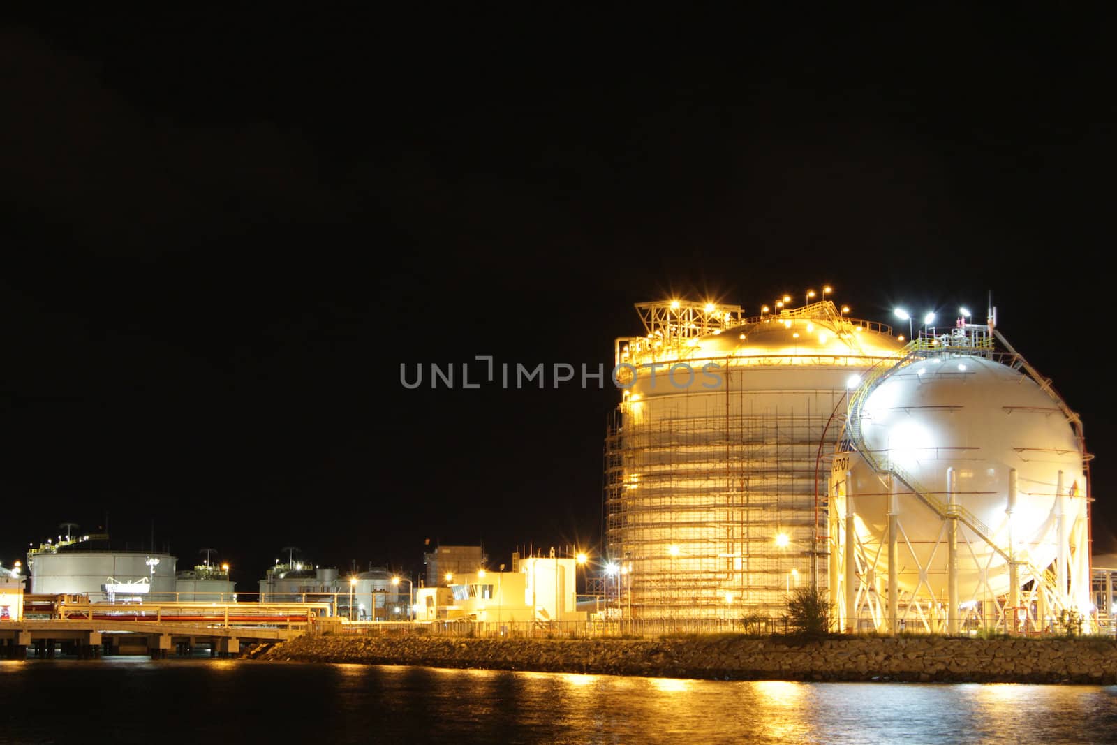 Chemical industrial in the night with beautiful lighting, Maptaphut industrial , Thailand