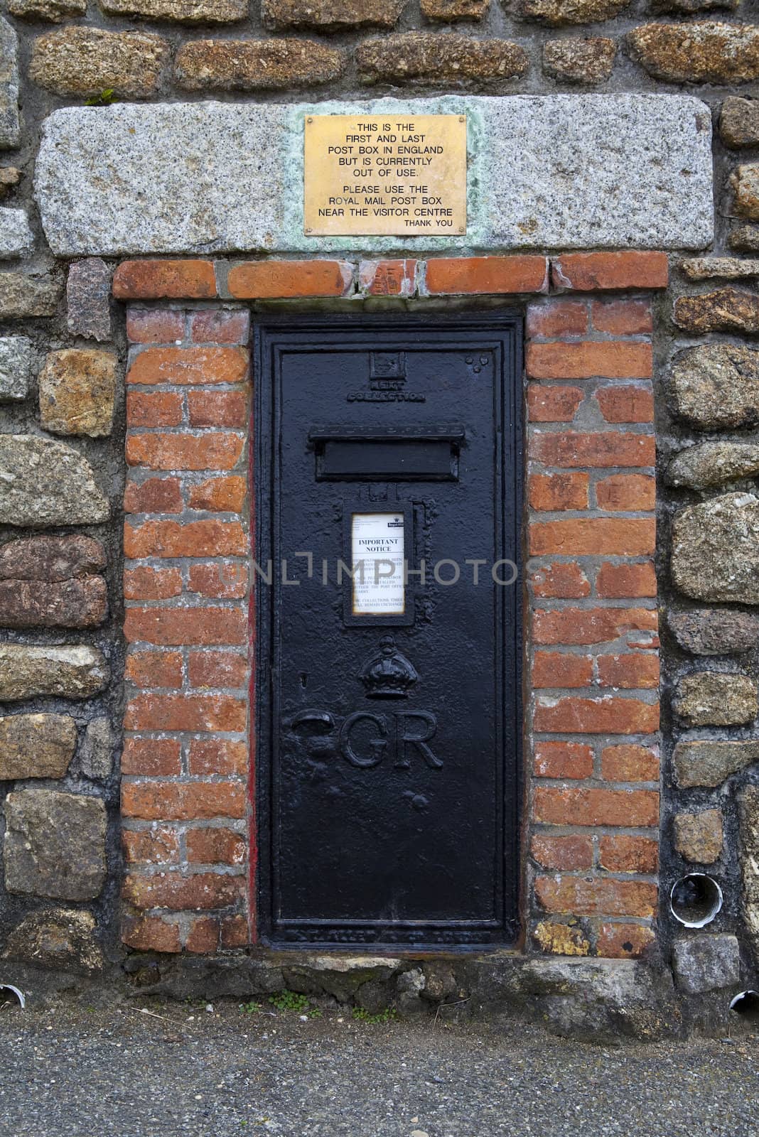 The first and last Post Box in England.  Located at Land's End in Cornwall.