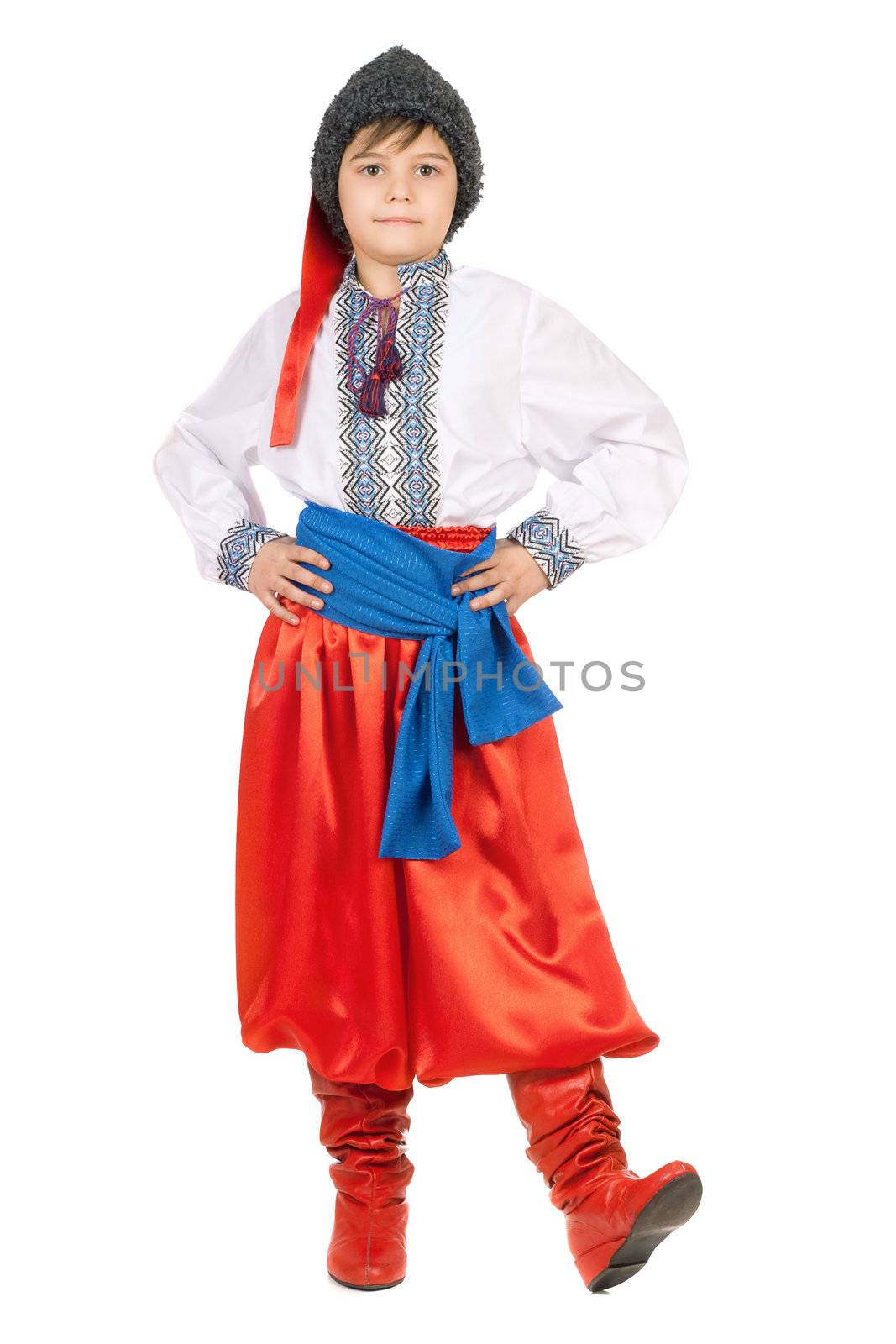 Boy in the Ukrainian national costume. Isolated