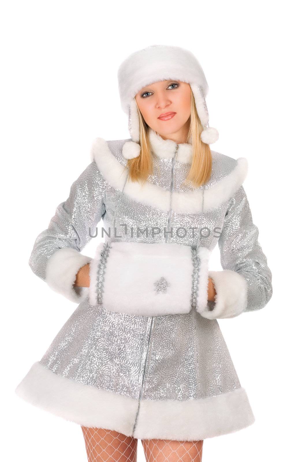 Portrait of a nice Snow Maiden. Isolated