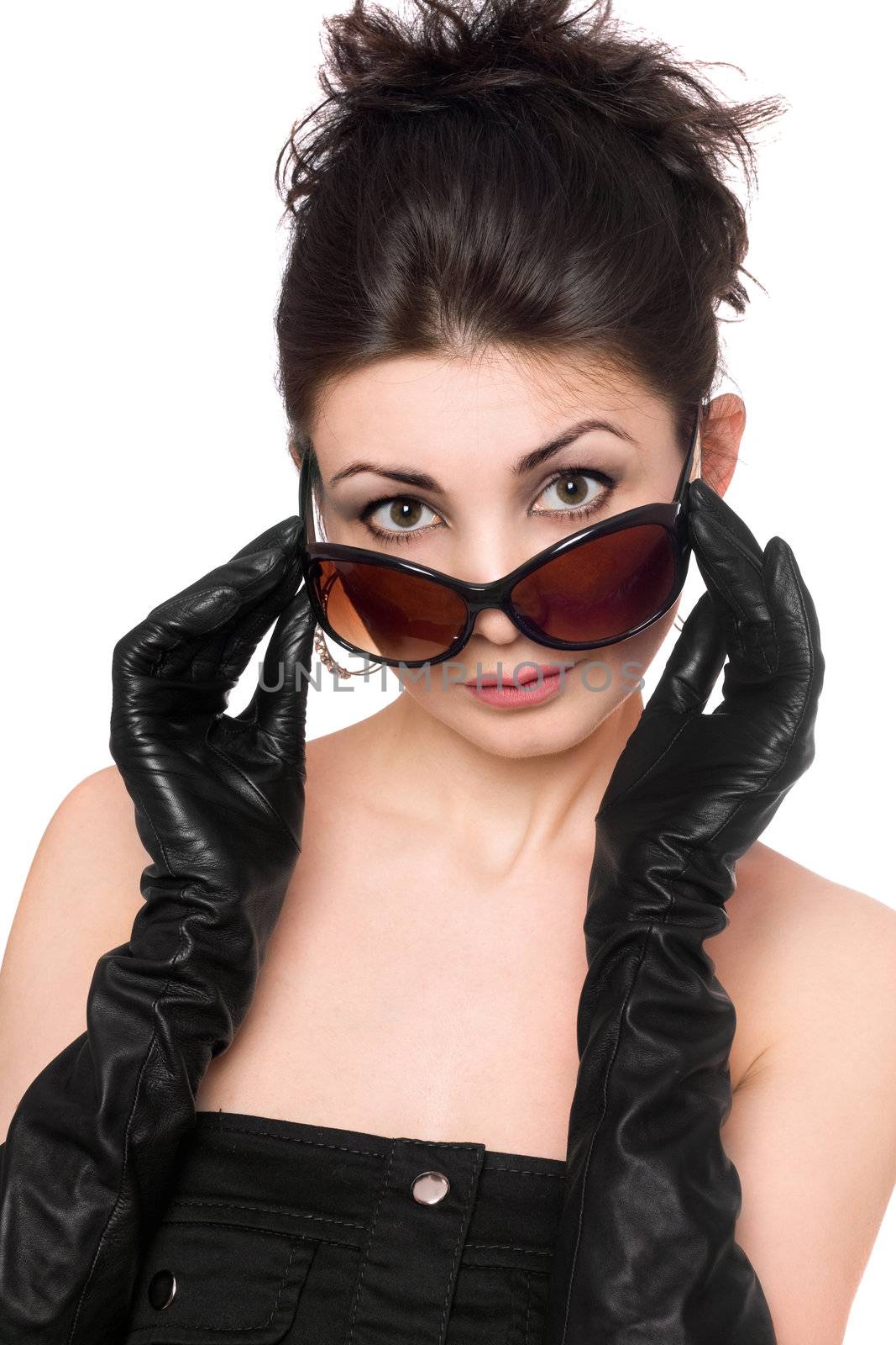 Portrait of attractive young woman in sunglasses