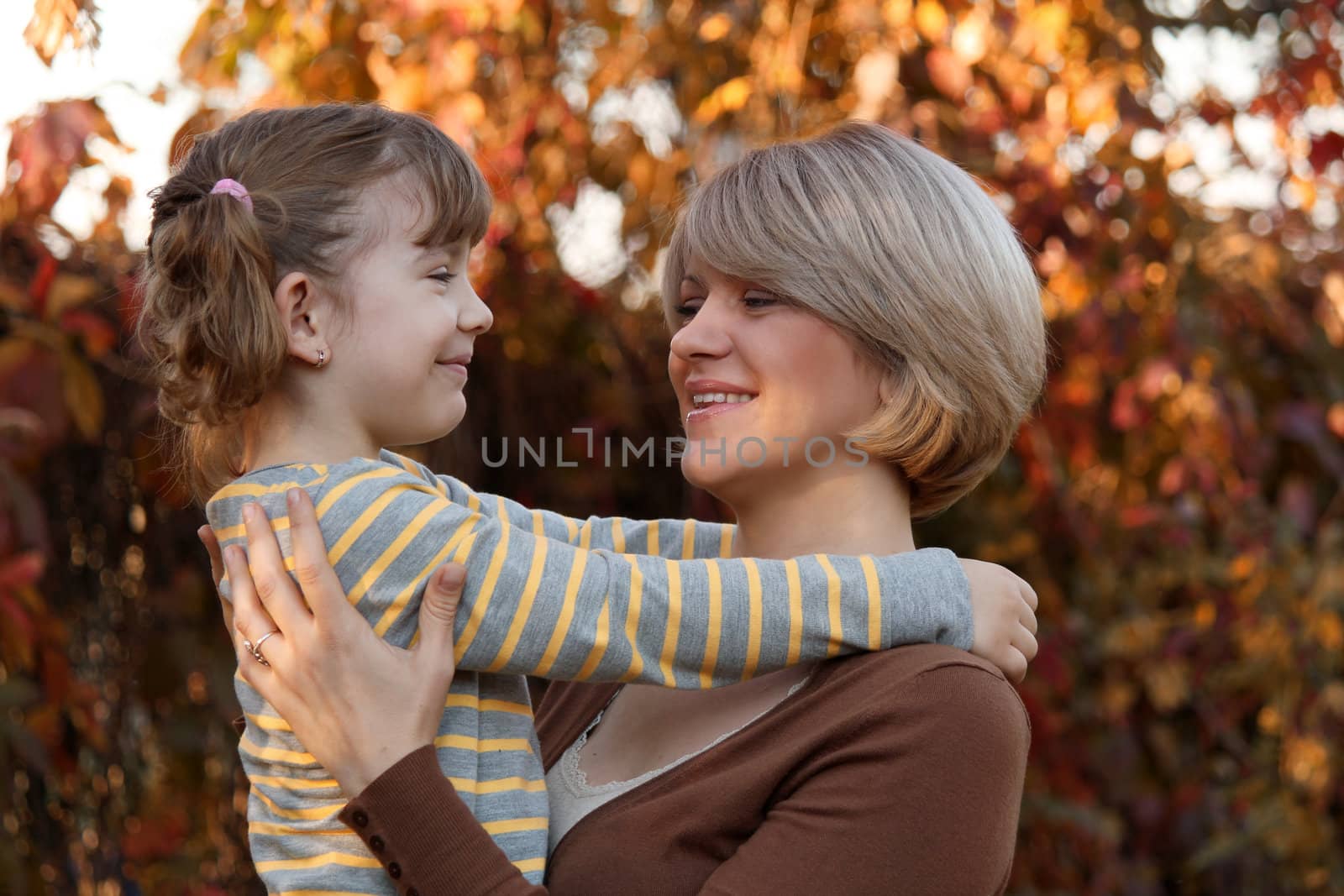 happy mother and daughter family scene