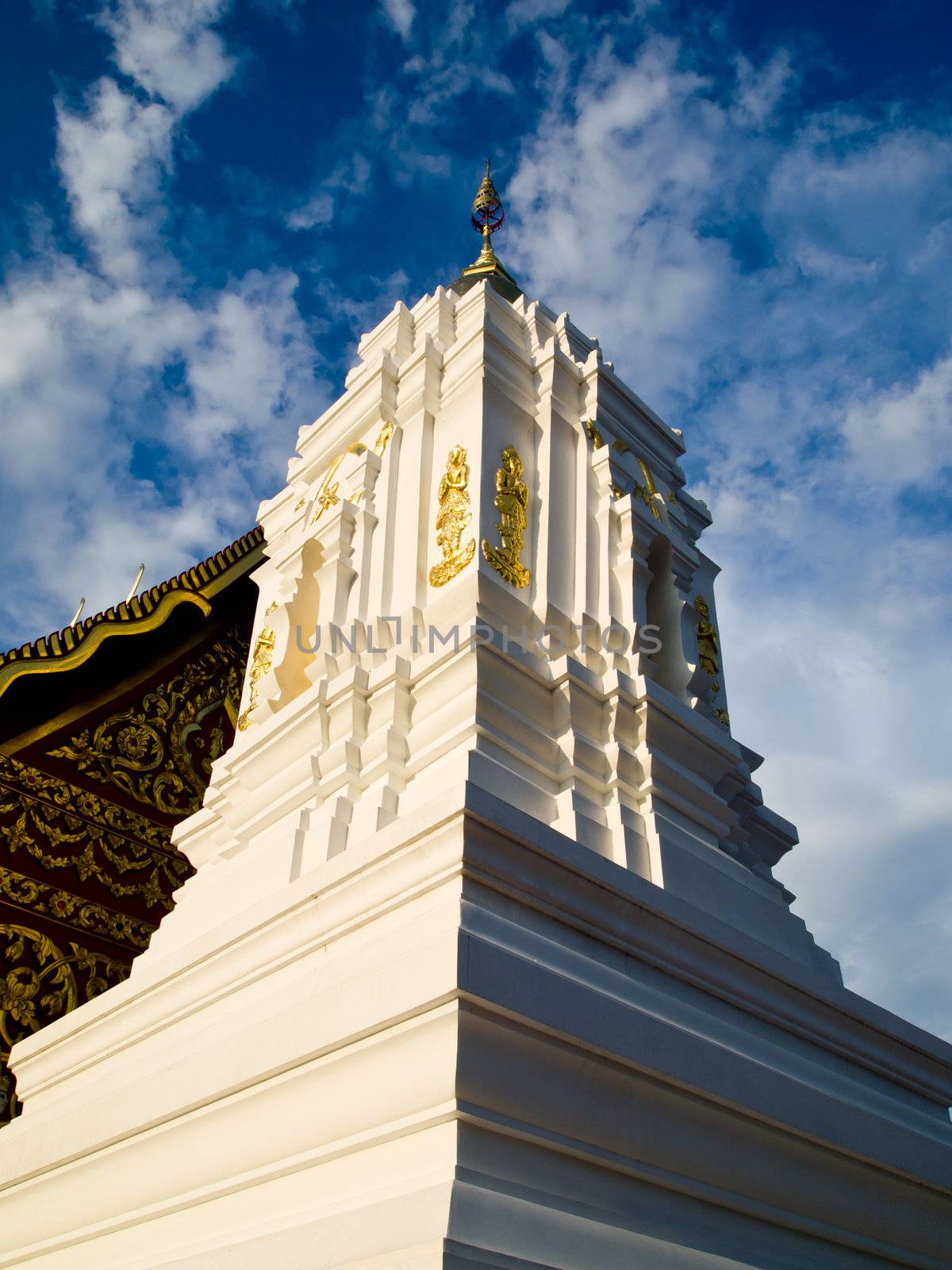 White stupa in traditional Thai style2 by gjeerawut