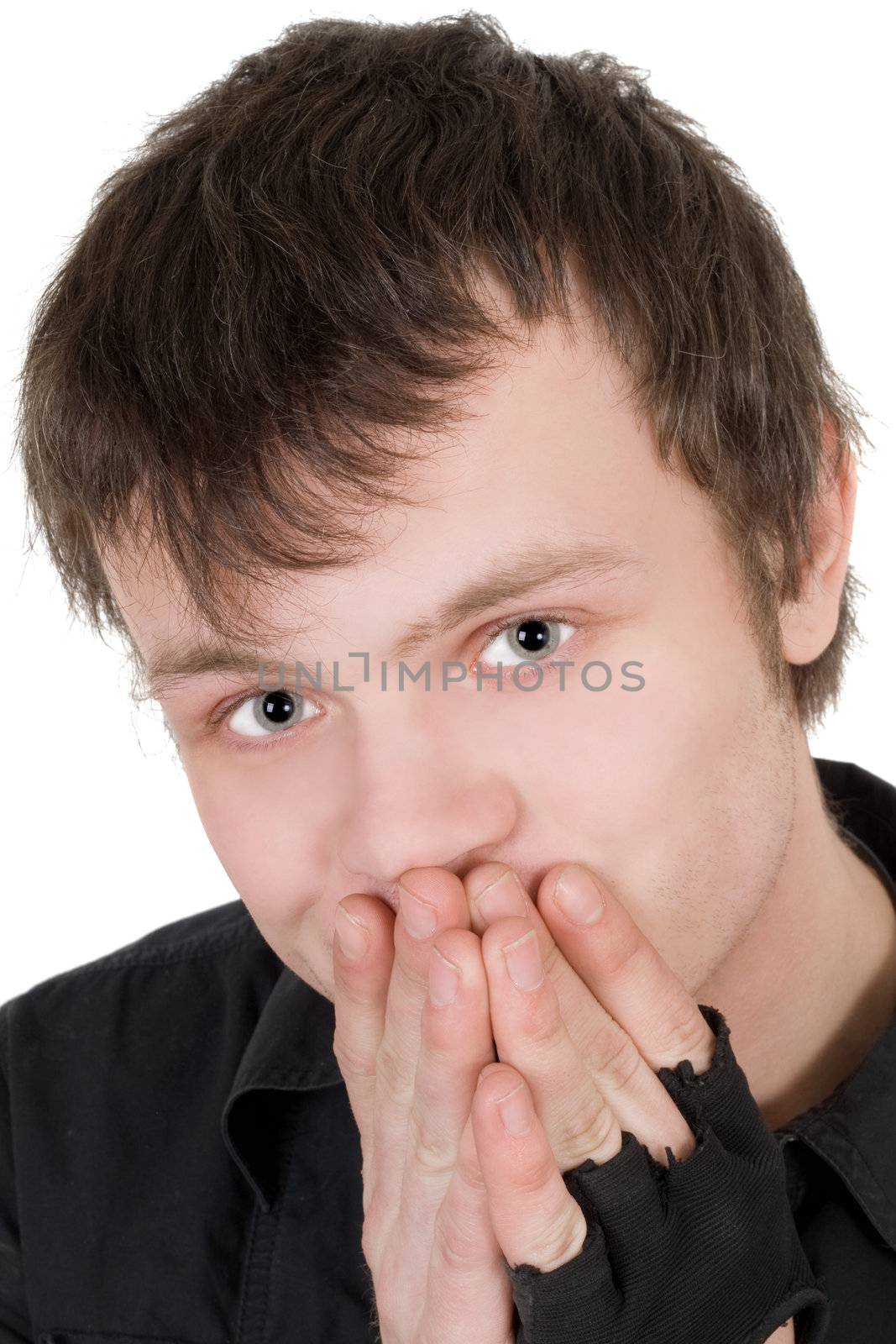 Portrait of the young man. Isolated on white