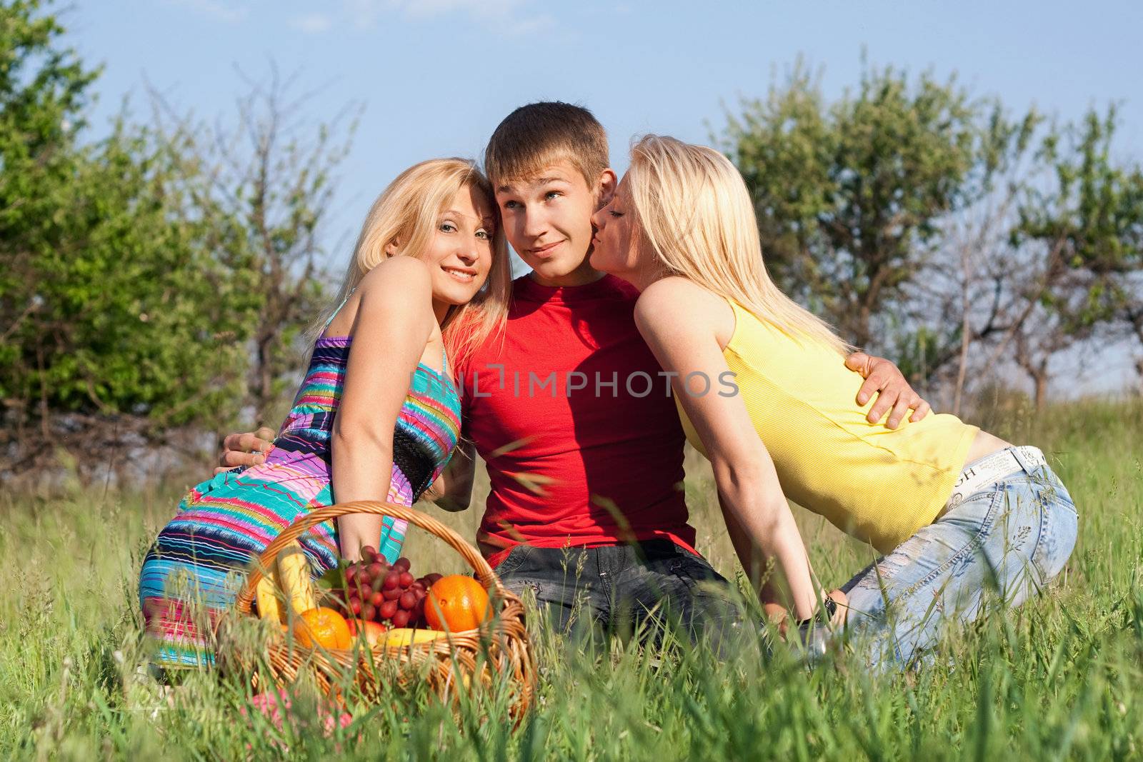 Two playful blonde and young man by acidgrey