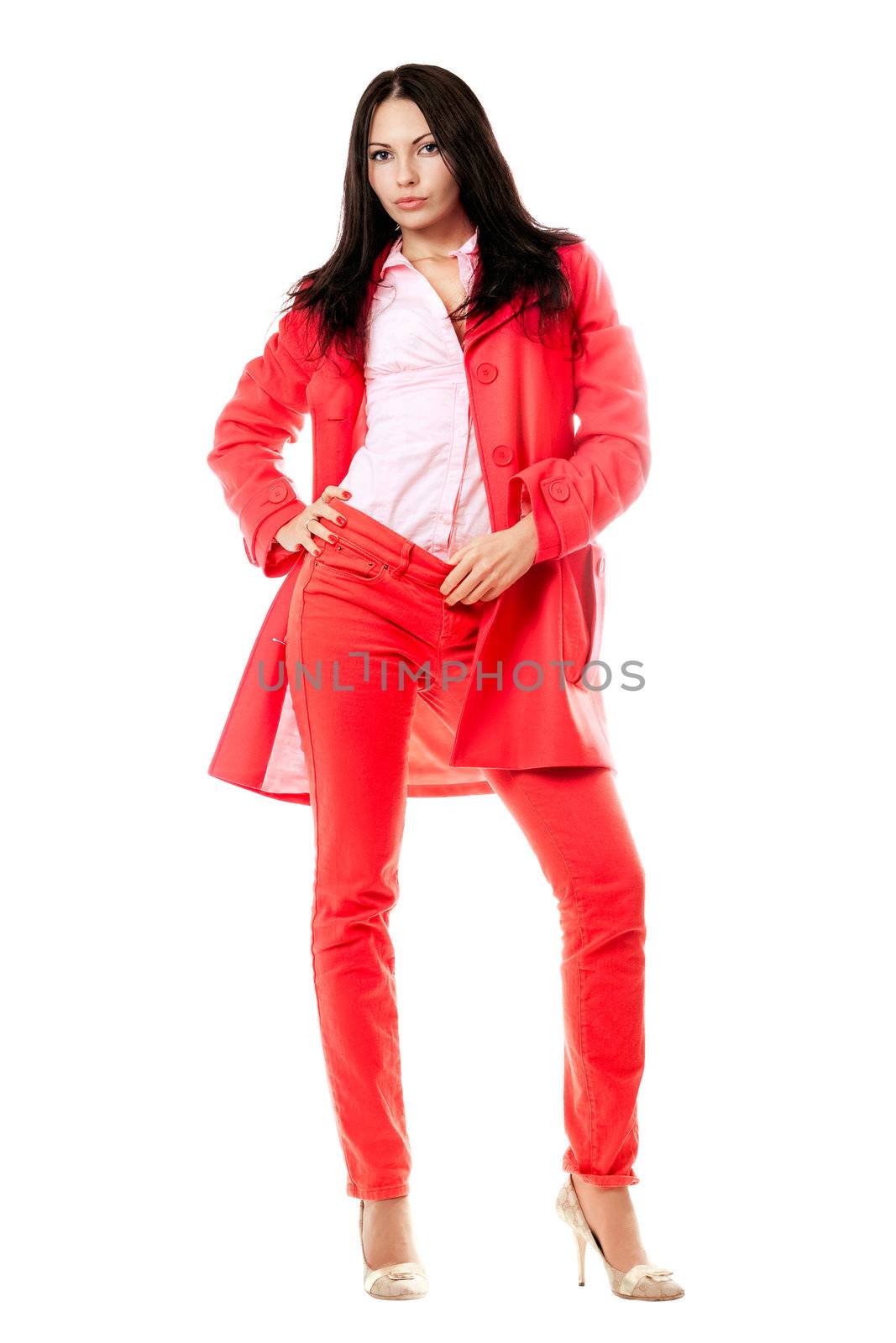 Beautiful young brunette in red suit by acidgrey