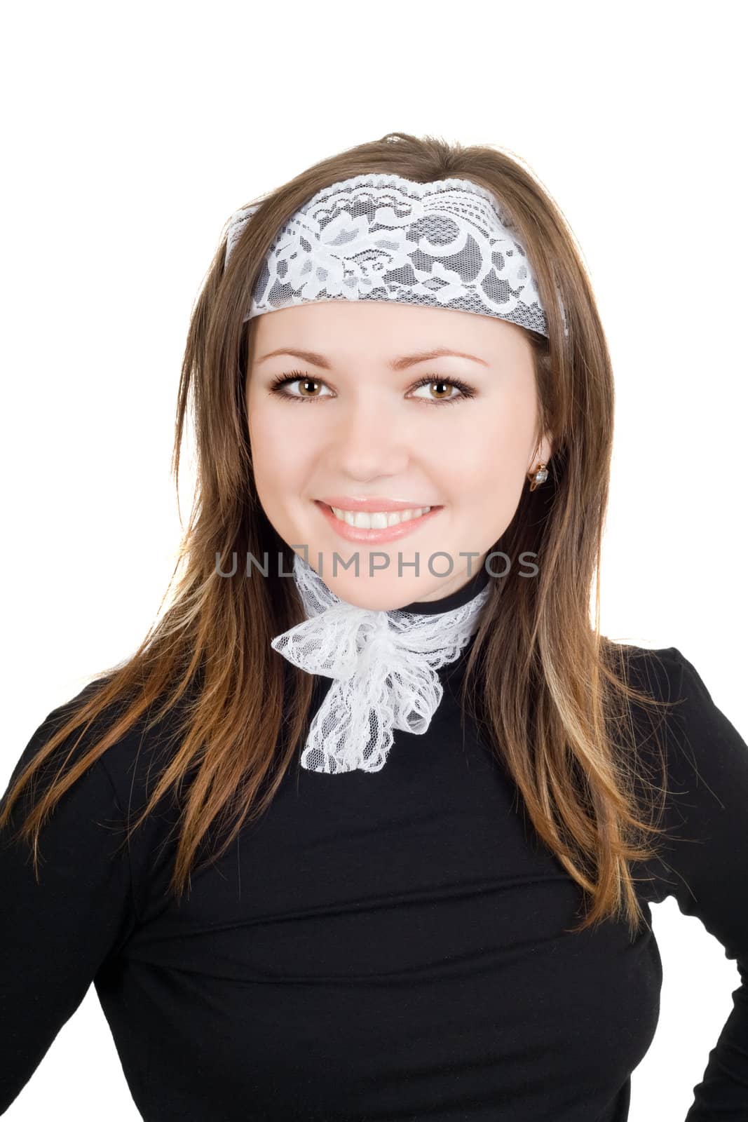 Portrait of the smiling young woman. Isolated