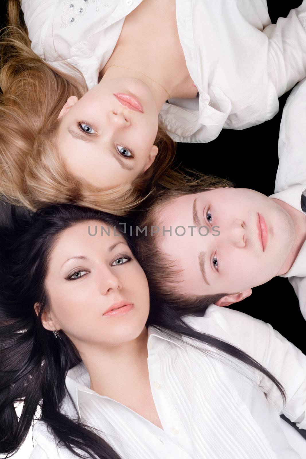 Portrait if the young man and two beautiful women by acidgrey