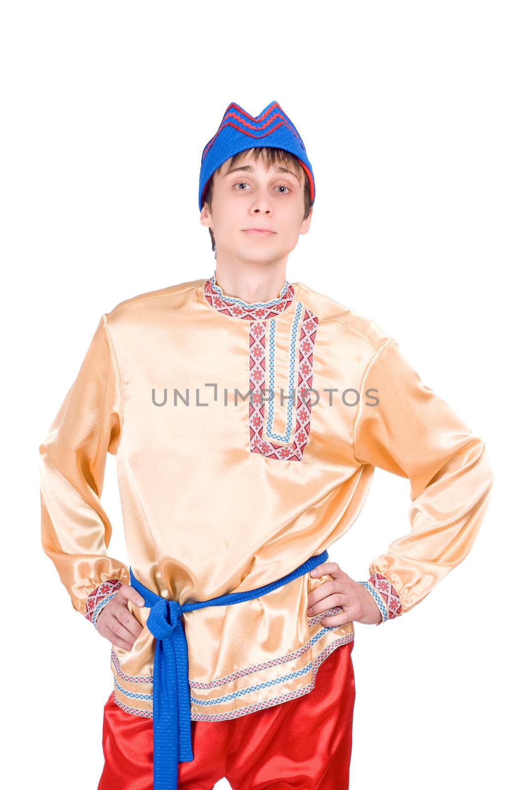 Portrait of young man in the Russian national costume
