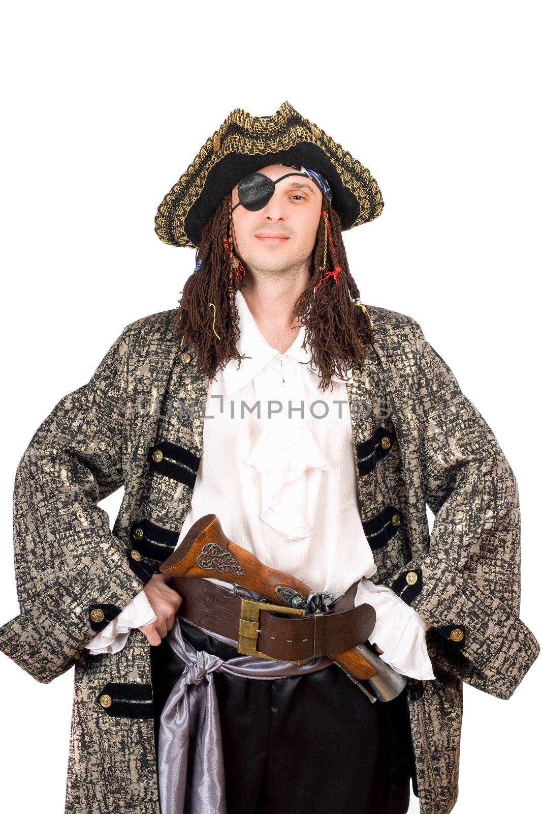 Portrait of man dressed as pirate by acidgrey