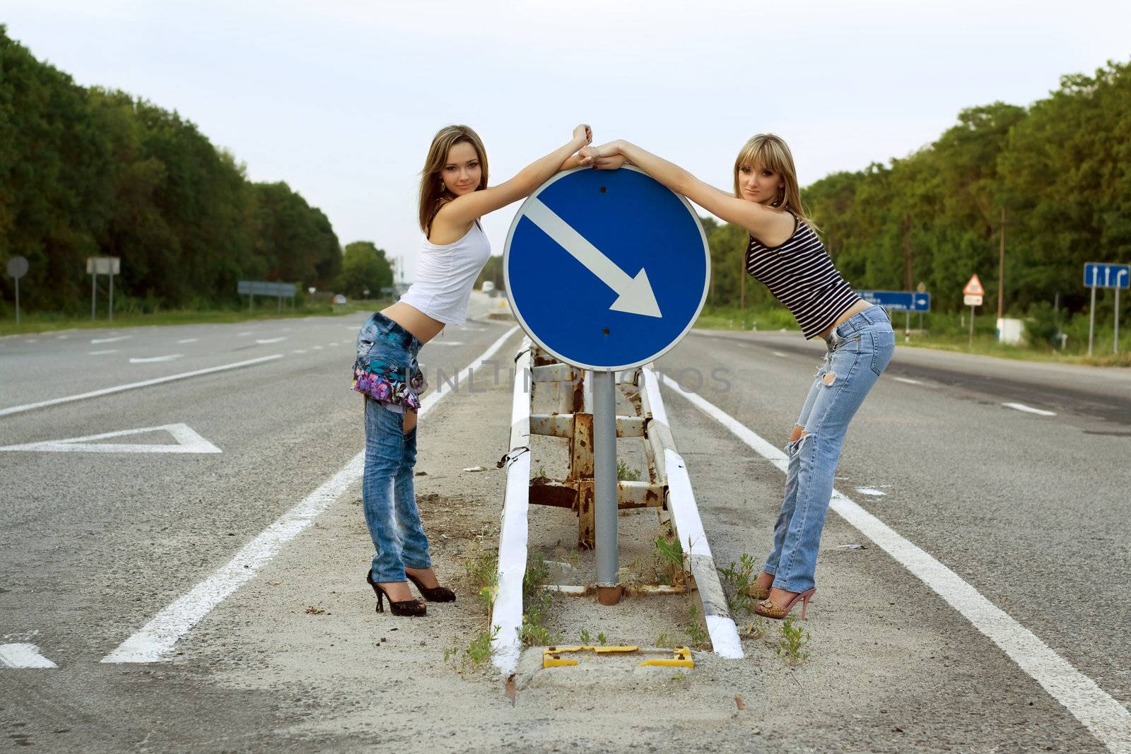 Two girls stand on a road by acidgrey