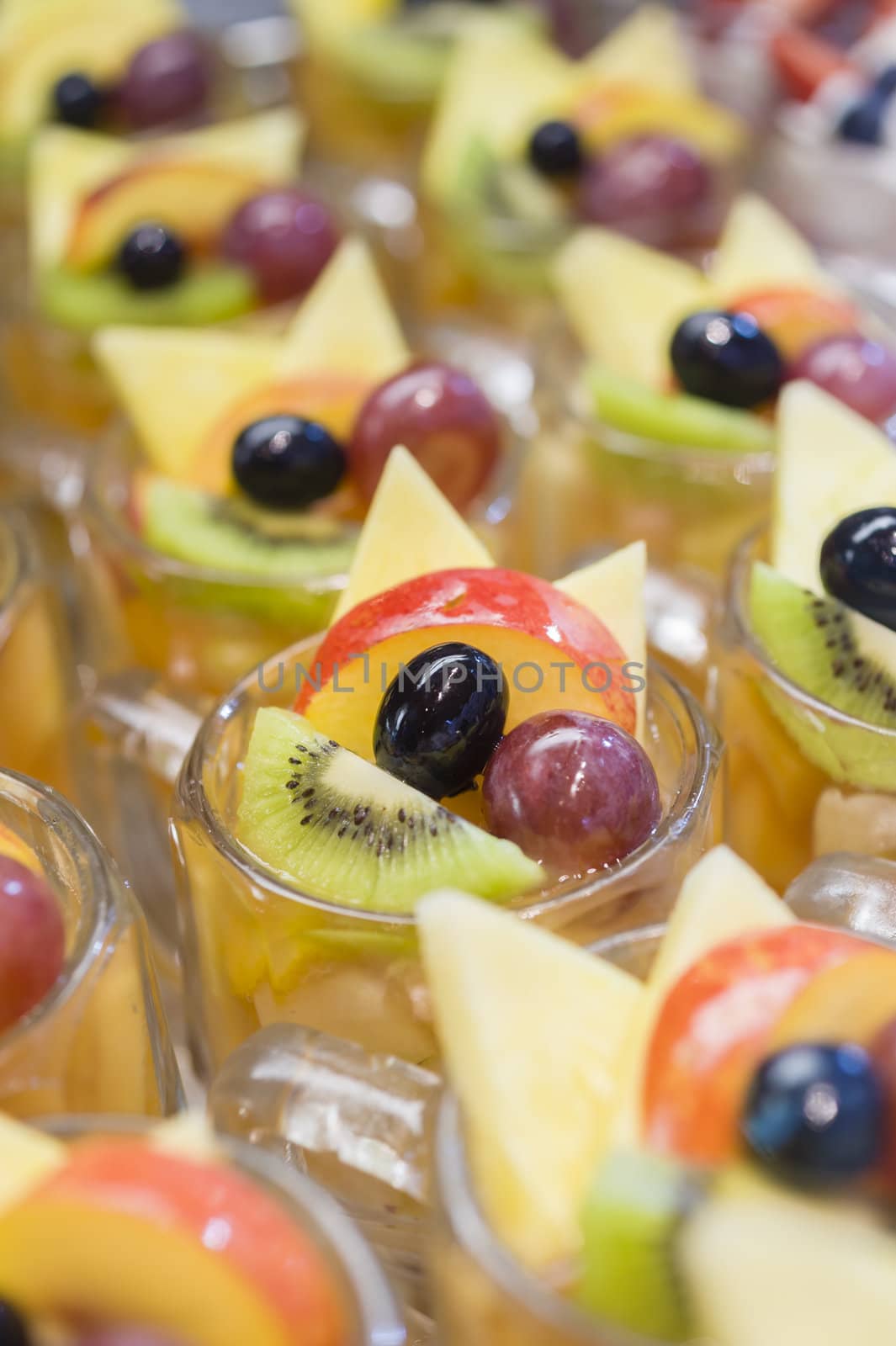 Fruit desserts in glass cups