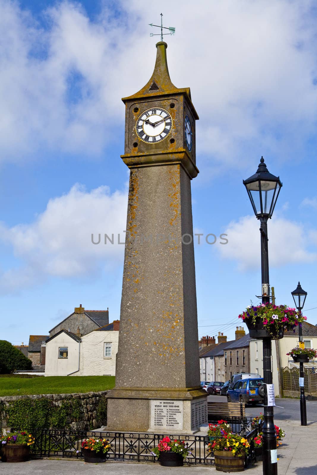 The clock tower in St. Just, Cornwall.