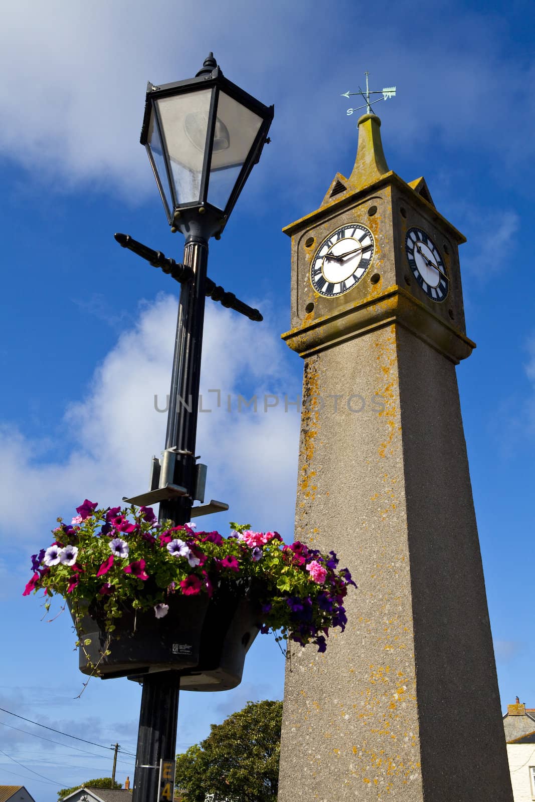 The clock tower in St. Just, Cornwall.