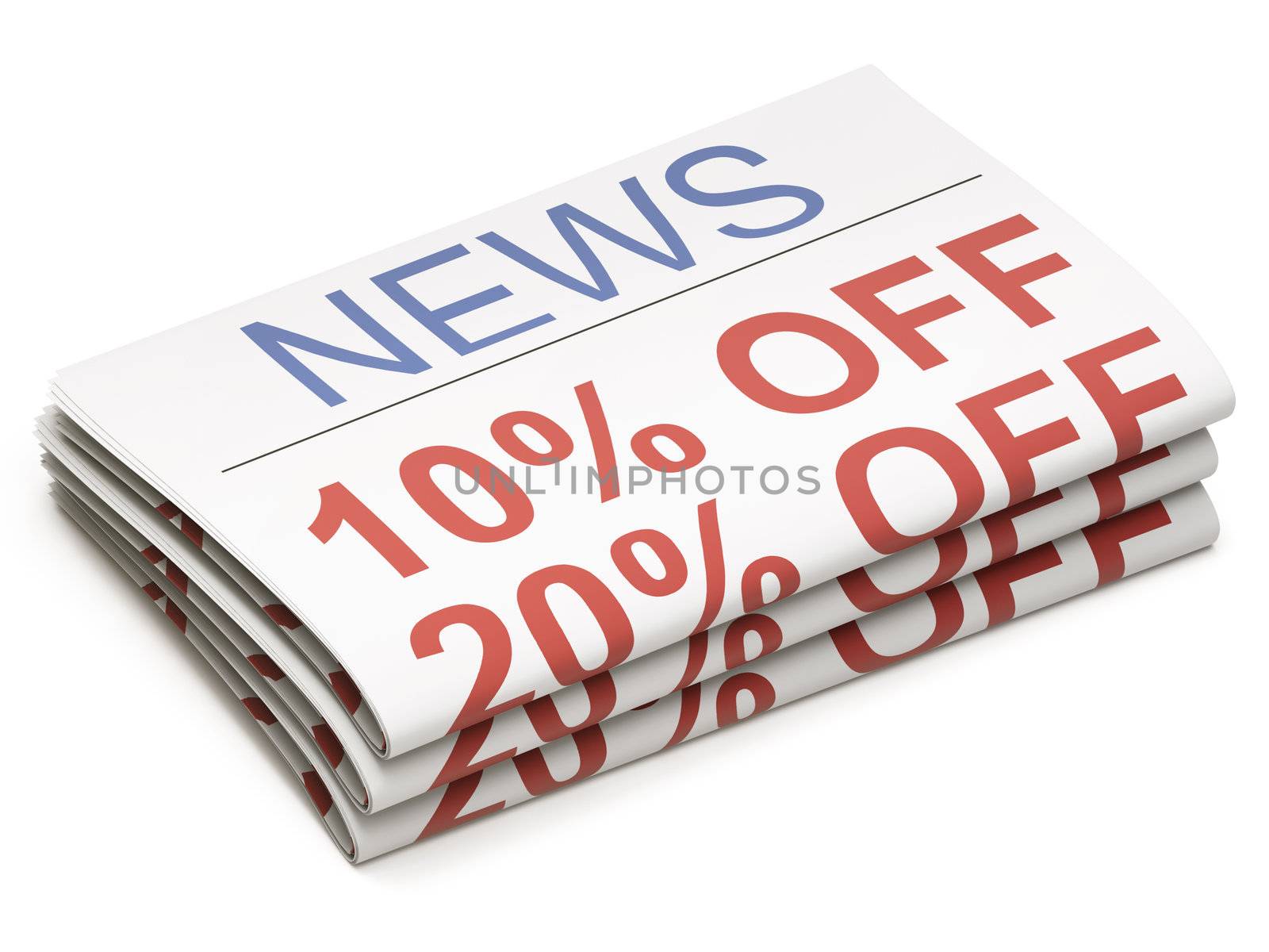 Newspapers stack on white background