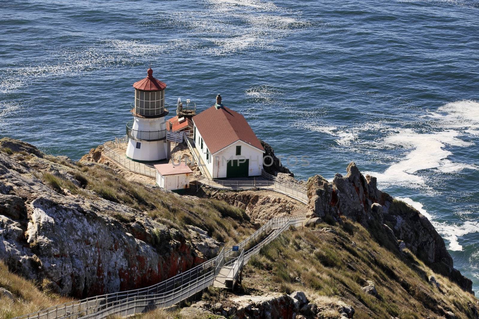 Point Reyes Lighthouse at sunny day, California